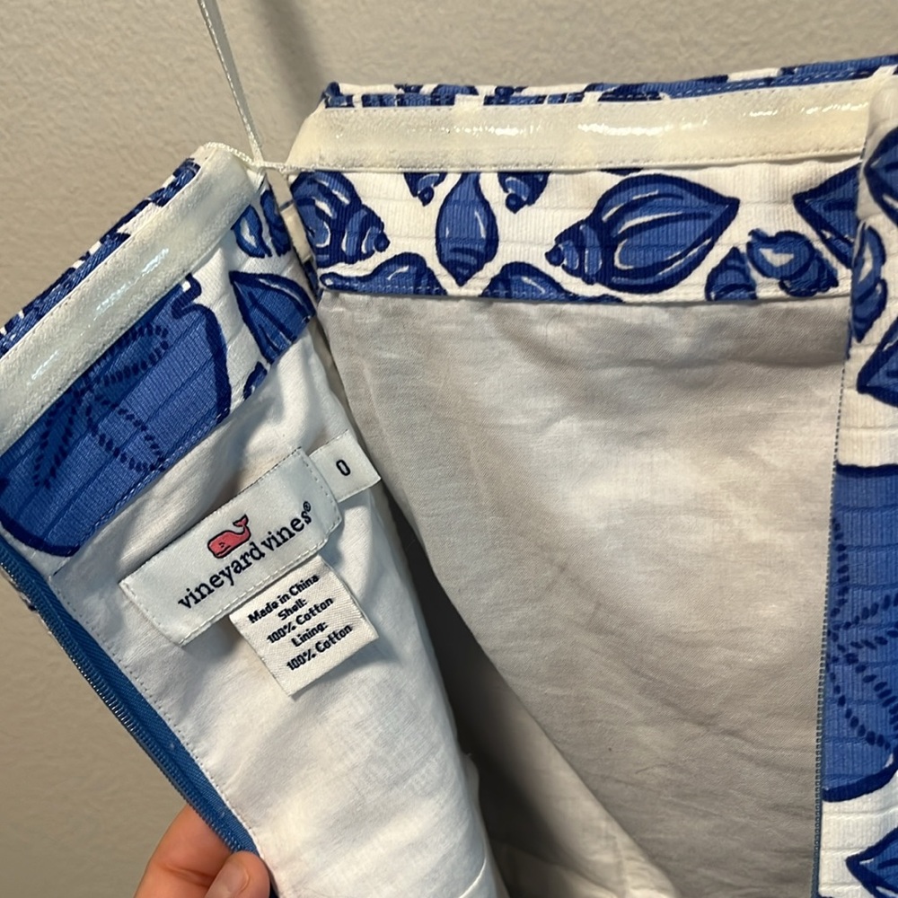 VINEYARD VINES Blue Shell Strapless Bow Dress, Size 0 - Picture 11 of 11